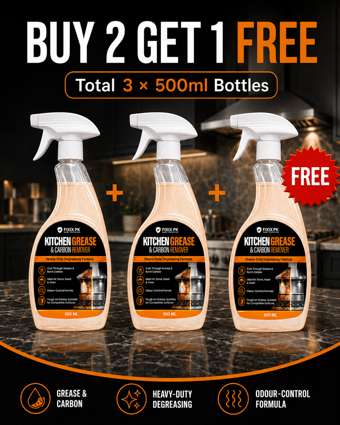 FIXIX PK Kitchen Grease & Carbon Remover