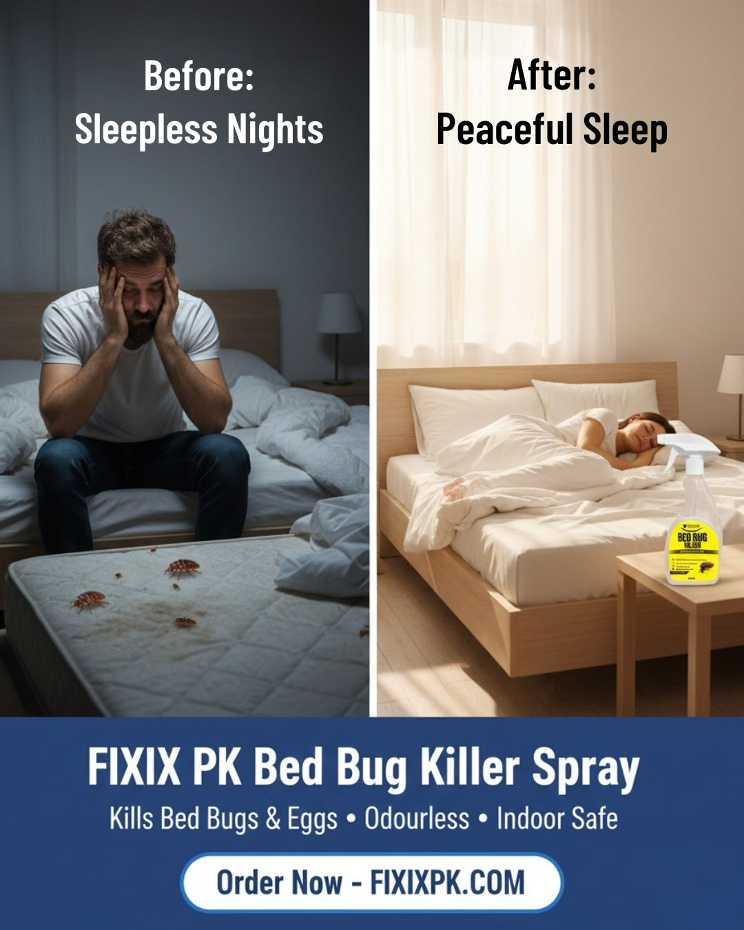 Bed Bug Killer Spray 500ml – Odorless, Kills Bed Bugs & Eggs (Indoor Safe) | FIXIX PK
