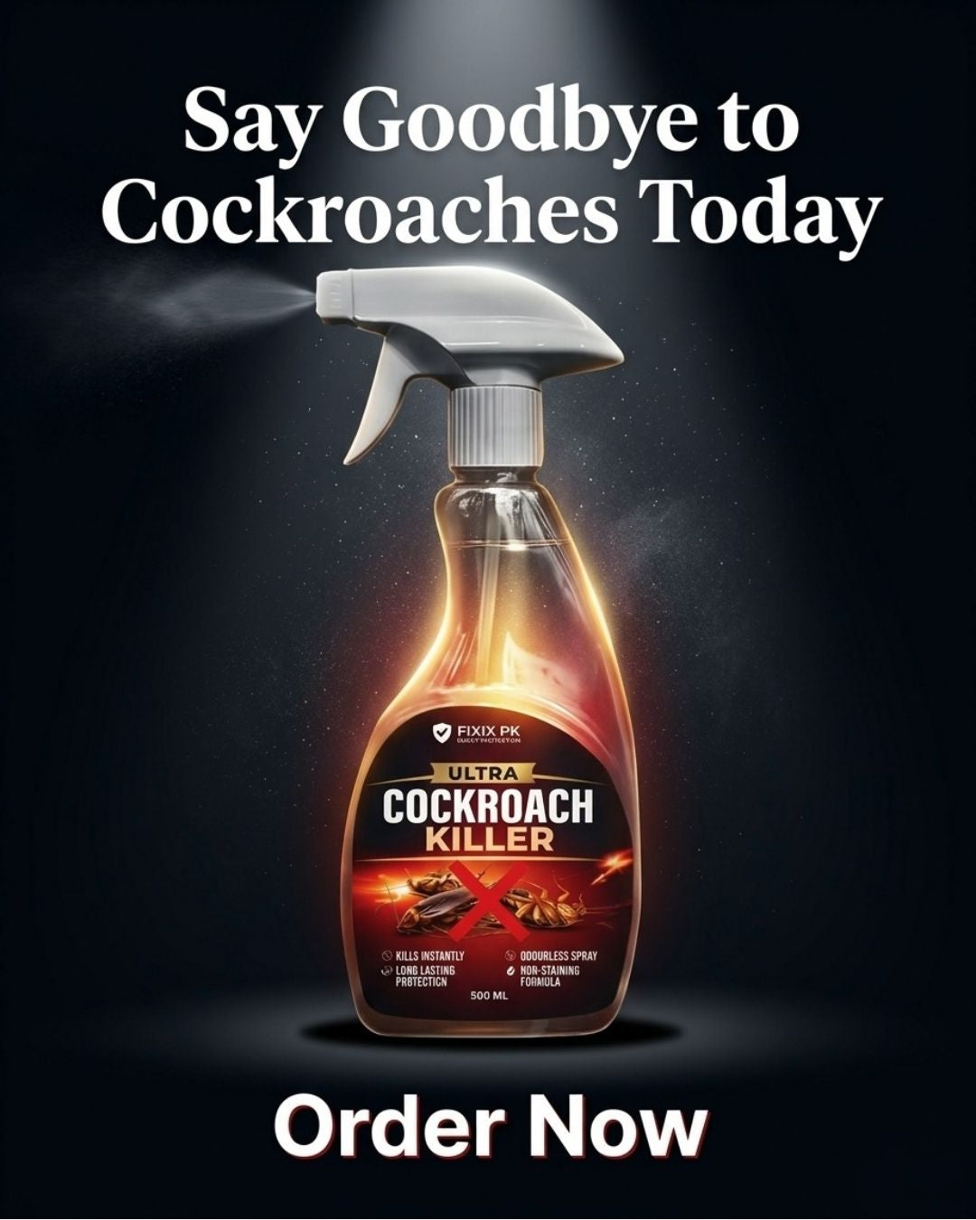 Ultra Cockroach Killer Spray 500ml – Kills Cockroaches & Eggs (Odorless Formula) | FIXIX PK