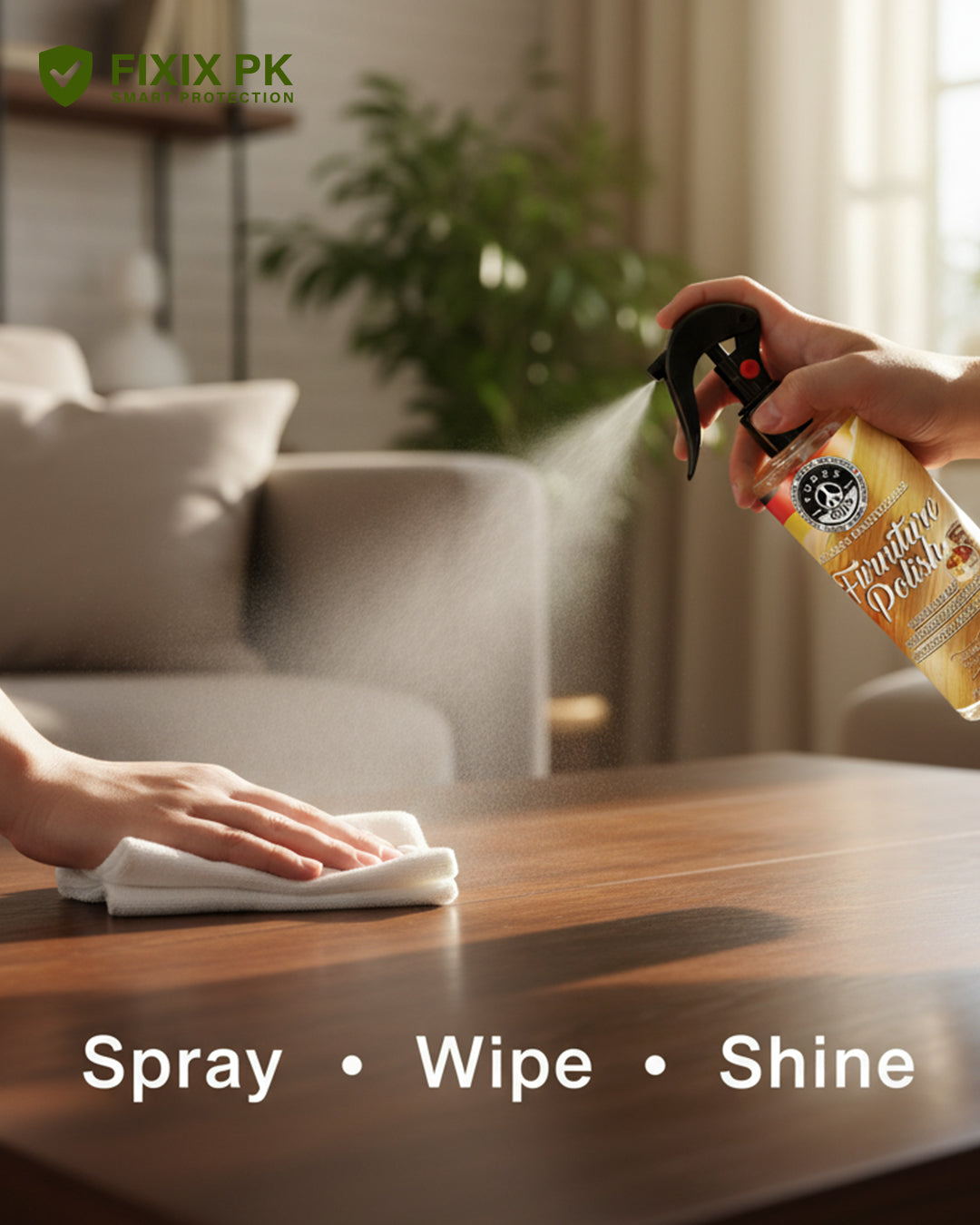 Furniture Polish Spray – Shine, Protect & Revive Wood Surfaces | THREE GUYS | German Engineered