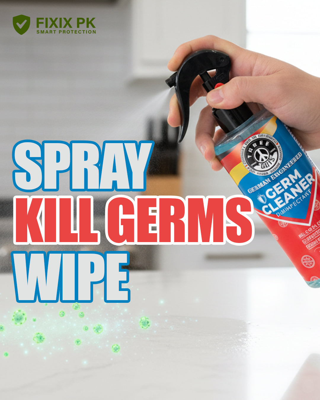 Germ Cleaner Disinfectant – Antibacterial Surface Sanitizer for Home & Office | THREE GUYS | German Engineered