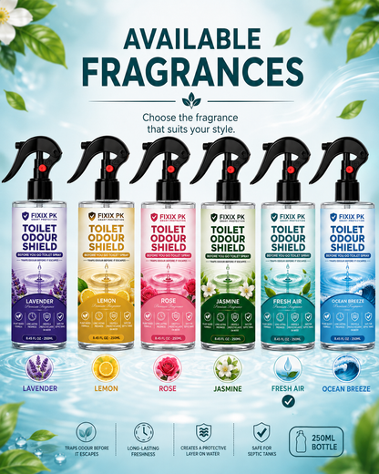 FIXIX PK Toilet Odour Shield – Fresh Air | Before You Go Toilet Spray | Traps Odours Before They Escape