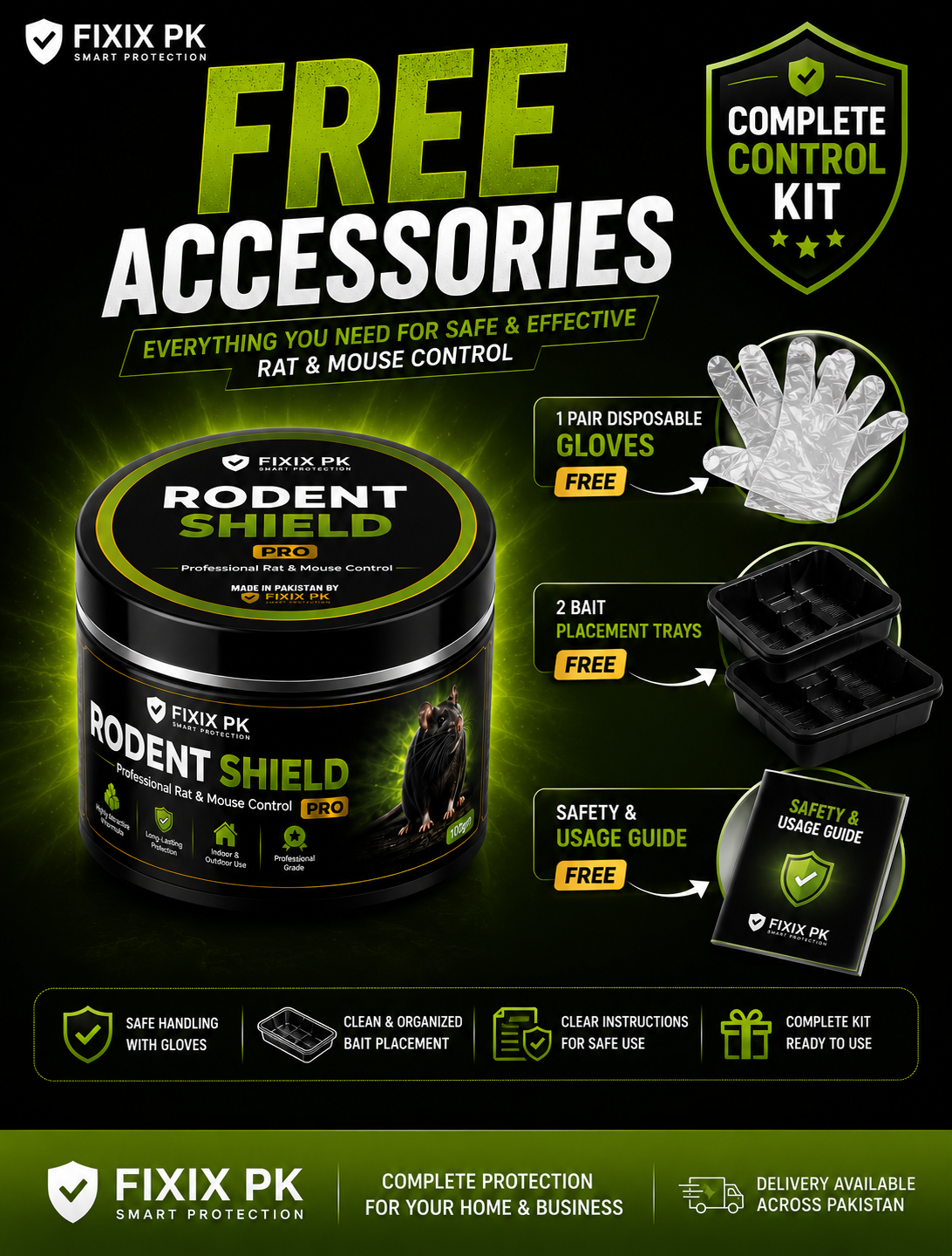 FIXIX PK Rodent Shield Pro Control Kit – Premium Rat & Mouse Control Wax Blocks | 100g