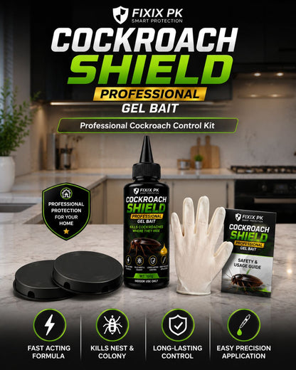 FIXIX PK Cockroach Shield Professional Gel Bait Kit | 100g Cockroach Killer Gel with 2 Bait Trays & Gloves