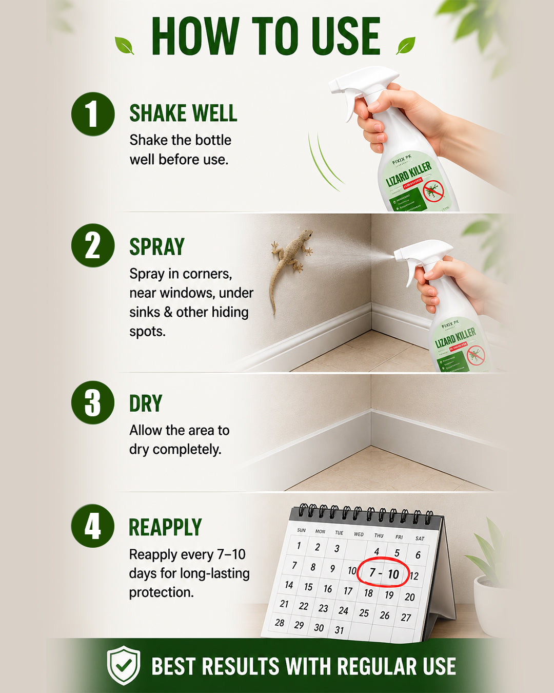 Lizard Killer – Odourless Instant Kill & Long-Lasting Repellent Spray For Indoors & Outdoors | FIXIX PK
