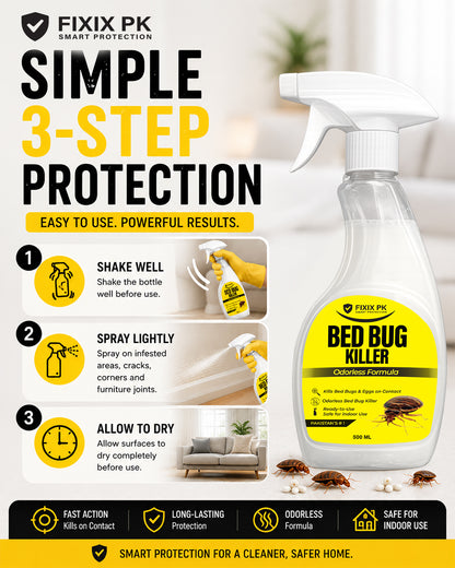 Bed Bug Killer Spray 500ml –  Kills Bed Bugs & Eggs (Indoor Safe) | FIXIX PK