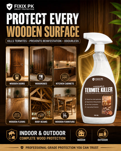 WoodShield Termite Killer – Pakistan’s Professional-Grade Odourless Termite Protection | FIXIX PK