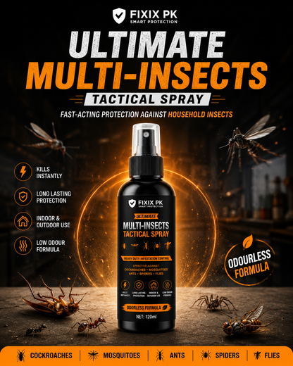 FIXIX PK Ultimate Multi-Insects Tactical Spray 120ml | Odourless Formula | Kills Cockroaches, Mosquitoes, Ants, Spiders & Flies