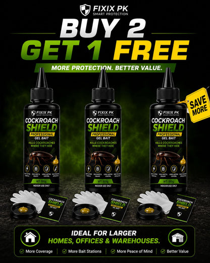 FIXIX PK Cockroach Shield Professional Gel Bait Kit | 100g Cockroach Killer Gel with 2 Bait Trays & Gloves