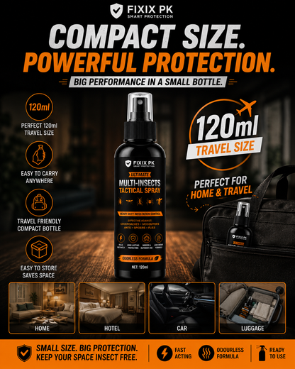 FIXIX PK Ultimate Multi-Insects Tactical Spray 120ml | Odourless Formula | Kills Cockroaches, Mosquitoes, Ants, Spiders & Flies