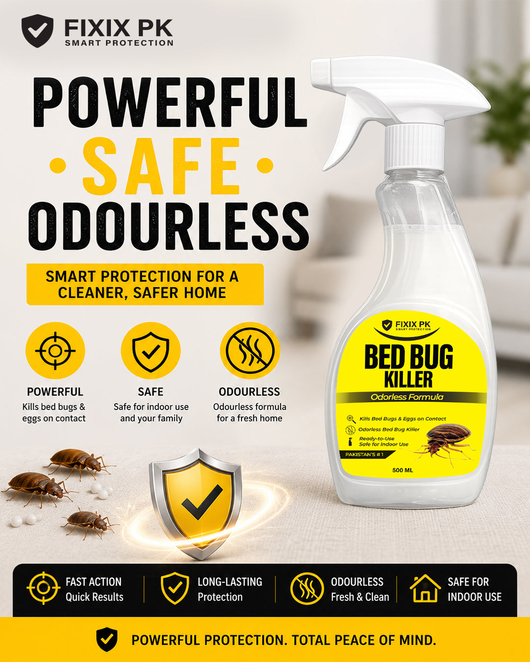 Bed Bug Killer Spray 500ml –  Kills Bed Bugs & Eggs (Indoor Safe) | FIXIX PK