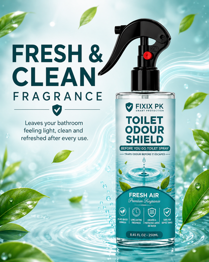 FIXIX PK Toilet Odour Shield – Fresh Air | Before You Go Toilet Spray | Traps Odours Before They Escape
