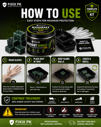 FIXIX PK Rodent Shield Pro Control Kit – Premium Rat & Mouse Control Wax Blocks | 100g