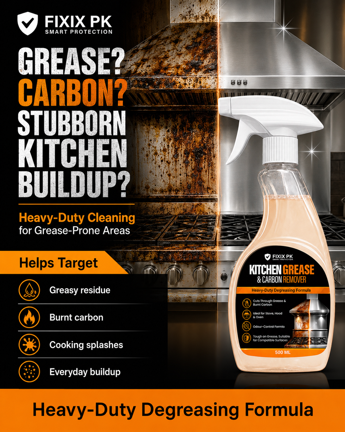 FIXIX PK Kitchen Grease & Carbon Remover
