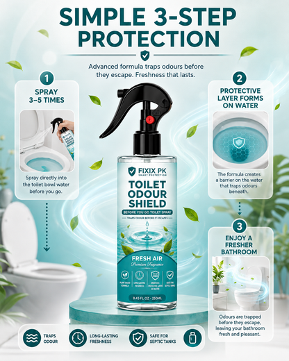 FIXIX PK Toilet Odour Shield – Fresh Air | Before You Go Toilet Spray | Traps Odours Before They Escape