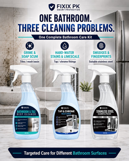 FIXIX PK Bathroom Deep Clean & Shine Kit | 3-Piece Bathroom Cleaning Bundle