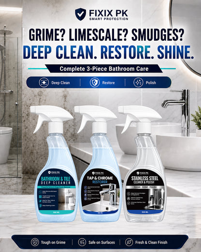 FIXIX PK Bathroom Deep Clean & Shine Kit | 3-Piece Bathroom Cleaning Bundle
