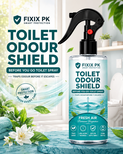 FIXIX PK Toilet Odour Shield – Fresh Air | Before You Go Toilet Spray | Traps Odours Before They Escape