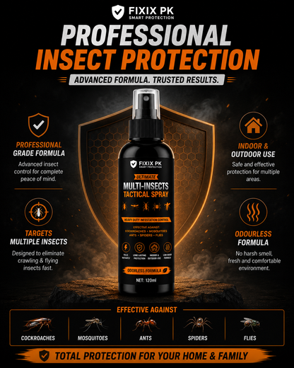 FIXIX PK Ultimate Multi-Insects Tactical Spray 120ml | Odourless Formula | Kills Cockroaches, Mosquitoes, Ants, Spiders & Flies