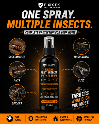 FIXIX PK Ultimate Multi-Insects Tactical Spray 120ml | Odourless Formula | Kills Cockroaches, Mosquitoes, Ants, Spiders & Flies