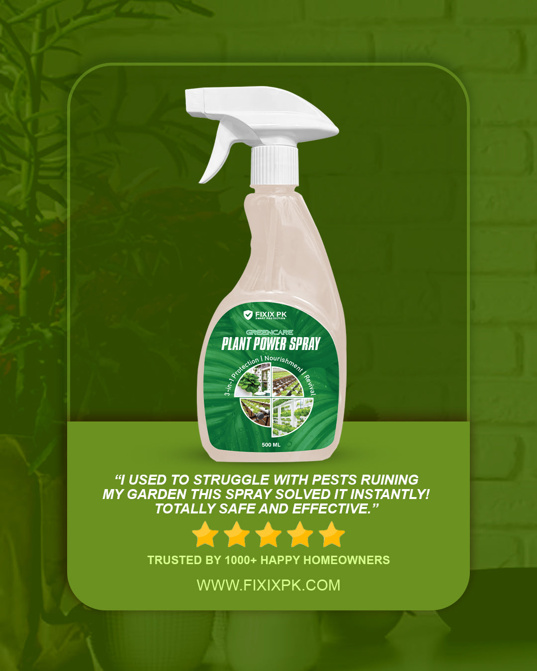 Greencare Plant Power Spray – 3-in-1 Protection, Nourishment & Revival | FIXIX PK