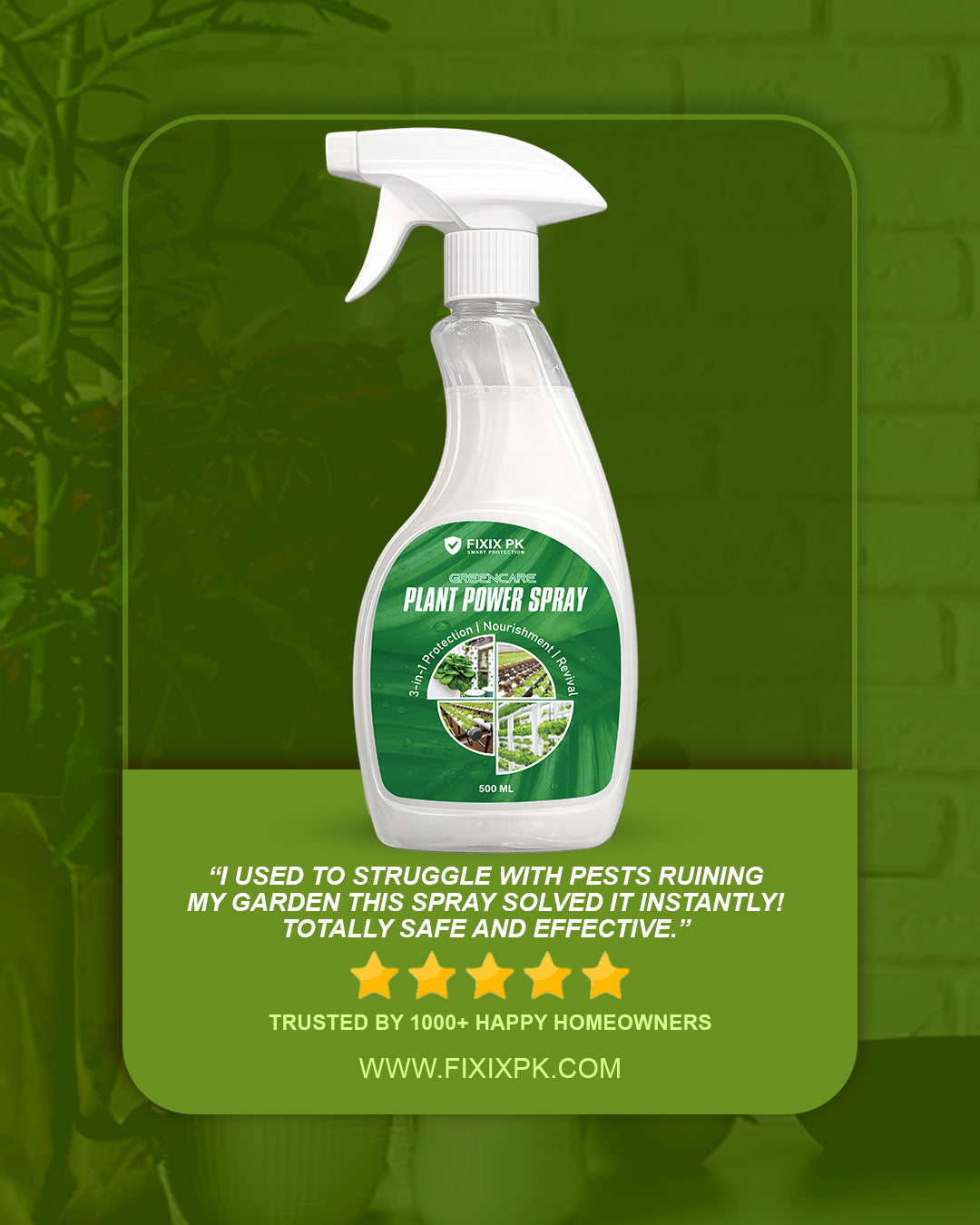 Greencare Plant Power Spray – 3-in-1 Protection, Nourishment & Revival | FIXIX PK