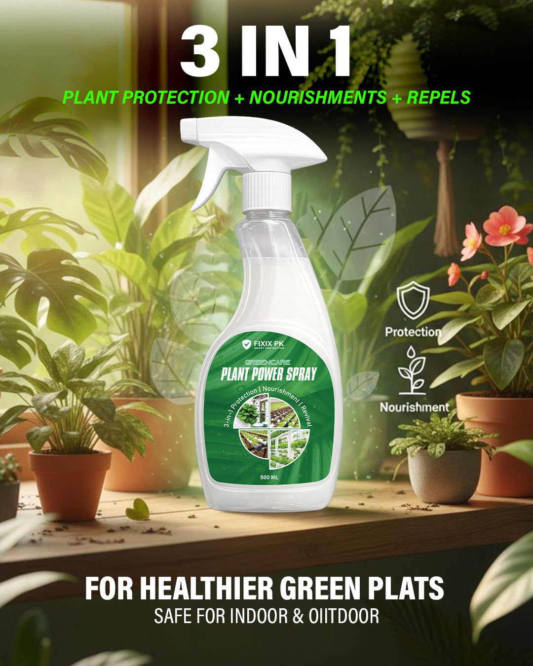 Greencare Plant Power Spray – 3-in-1 Protection, Nourishment & Revival | FIXIX PK