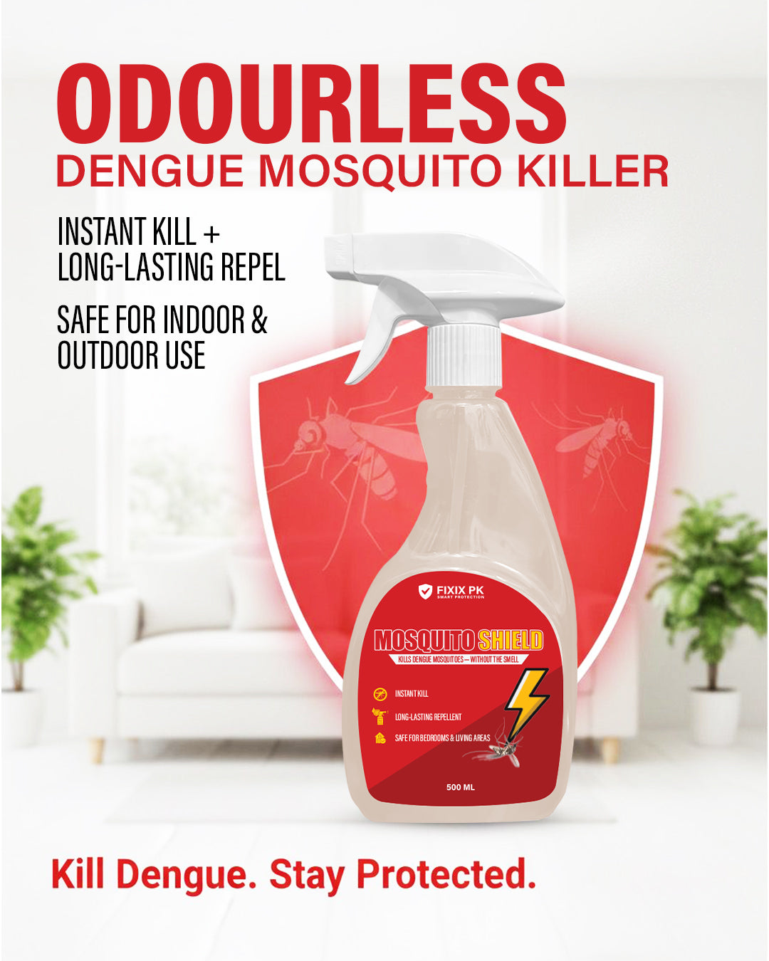 Mosquito Shield – Pakistan’s Professional-Grade Odourless Dengue Mosquito Killer & Repellent | FIXIX PK