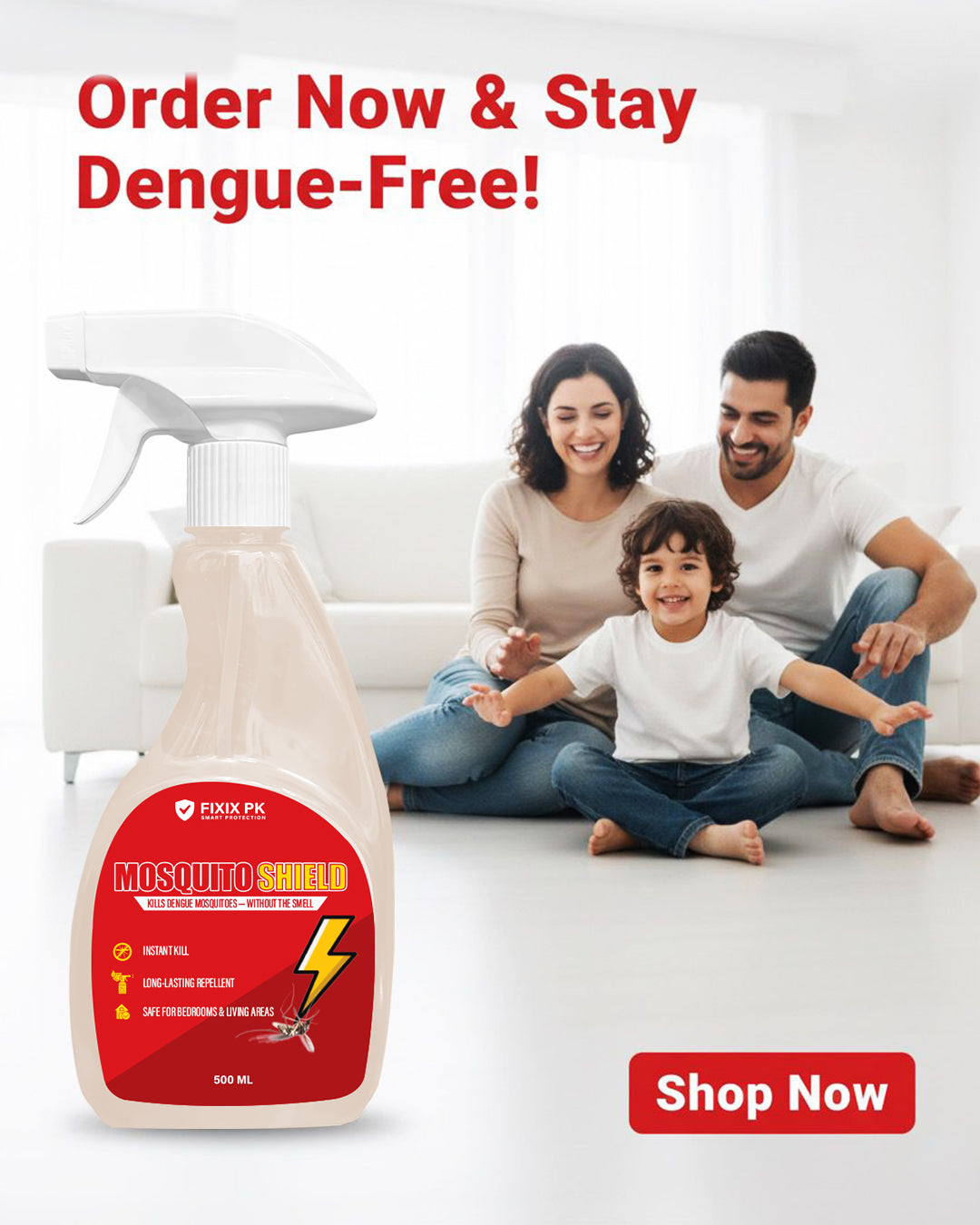 Mosquito Shield – Pakistan’s Professional-Grade Odourless Dengue Mosquito Killer & Repellent | FIXIX PK