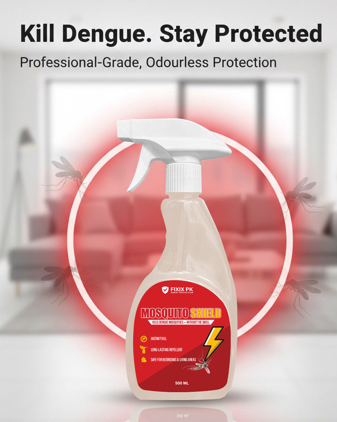 Mosquito Shield – Pakistan’s Professional-Grade Odourless Dengue Mosquito Killer & Repellent | FIXIX PK