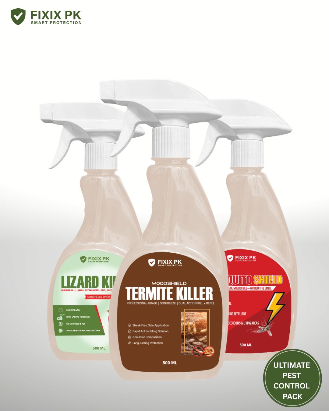 FIXIX PK Ultimate Pest Control Pack  Odourless Termite, Mosquito & Lizard Killer Kit
