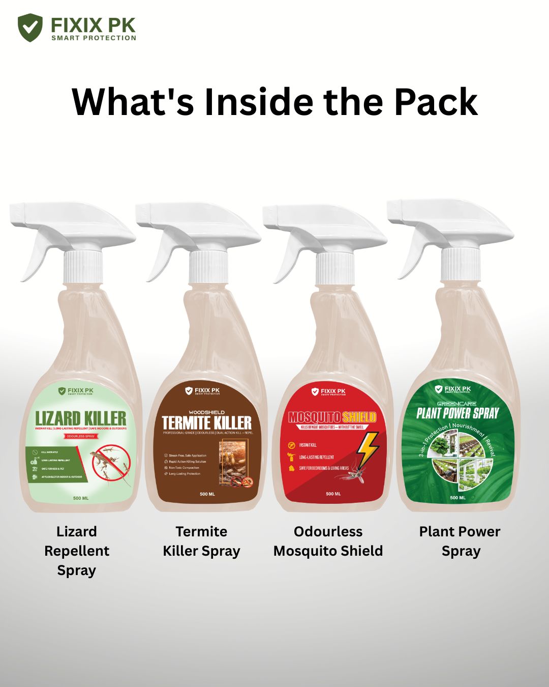 FIXIX PK Complete Home & Garden Protection Pack  Pest Control + 3-in-1 Plant Care Spray Kit