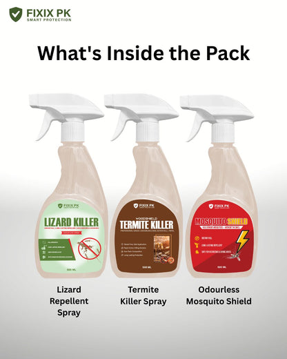 FIXIX PK Ultimate Pest Control Pack  Odourless Termite, Mosquito & Lizard Killer Kit