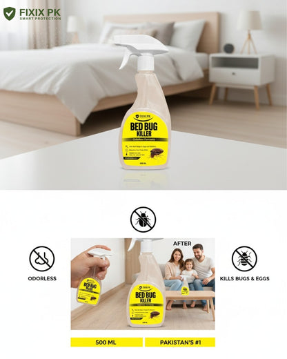 Bed Bug Killer Spray 500ml – Odorless, Kills Bed Bugs & Eggs (Indoor Safe) | FIXIX PK