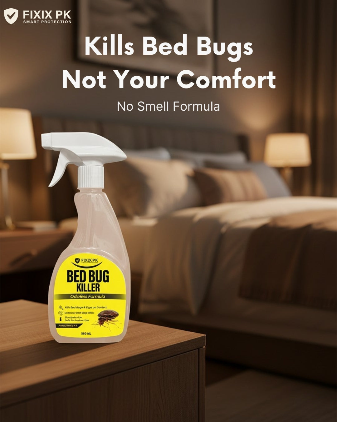 Bed Bug Killer Spray 500ml – Odorless, Kills Bed Bugs & Eggs (Indoor Safe) | FIXIX PK