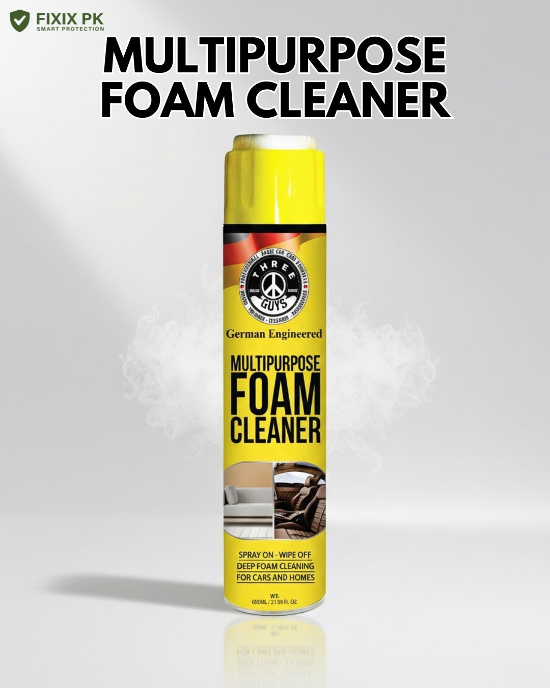 Multipurpose Foam Cleaner 650ml – Car & Home Deep-Clean Spray | THREE GUYS | German Engineered