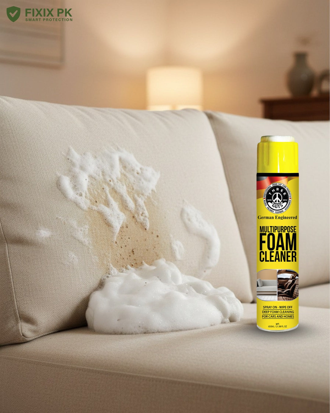 Multipurpose Foam Cleaner 650ml – Car & Home Deep-Clean Spray | THREE GUYS | German Engineered