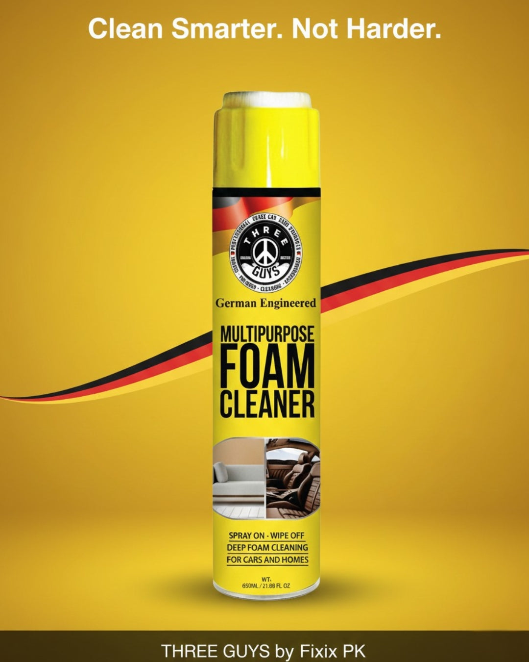 Multipurpose Foam Cleaner 650ml – Car & Home Deep-Clean Spray | THREE GUYS | German Engineered