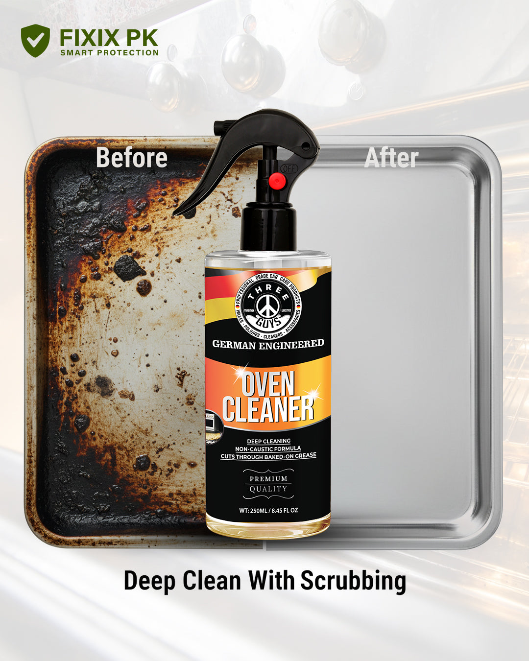 Oven Cleaner – Heavy-Duty Grease & Burnt Stain Remover for Ovens & Grills  | THREE GUYS | German Engineered