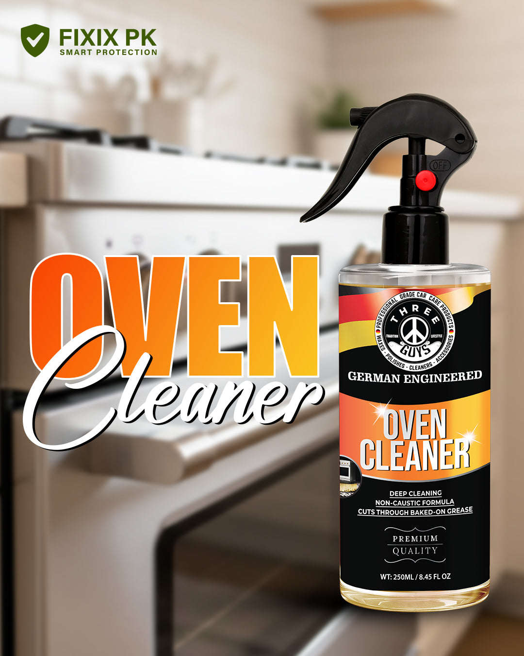 Oven Cleaner – Heavy-Duty Grease & Burnt Stain Remover for Ovens & Grills  | THREE GUYS | German Engineered