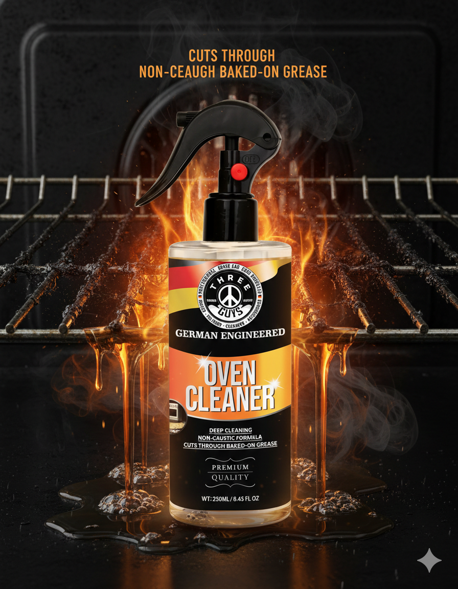 Oven Cleaner – Heavy-Duty Grease & Burnt Stain Remover for Ovens & Grills  | THREE GUYS | German Engineered
