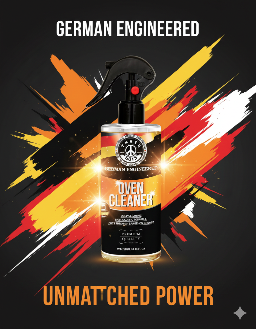 Oven Cleaner – Heavy-Duty Grease & Burnt Stain Remover for Ovens & Grills  | THREE GUYS | German Engineered