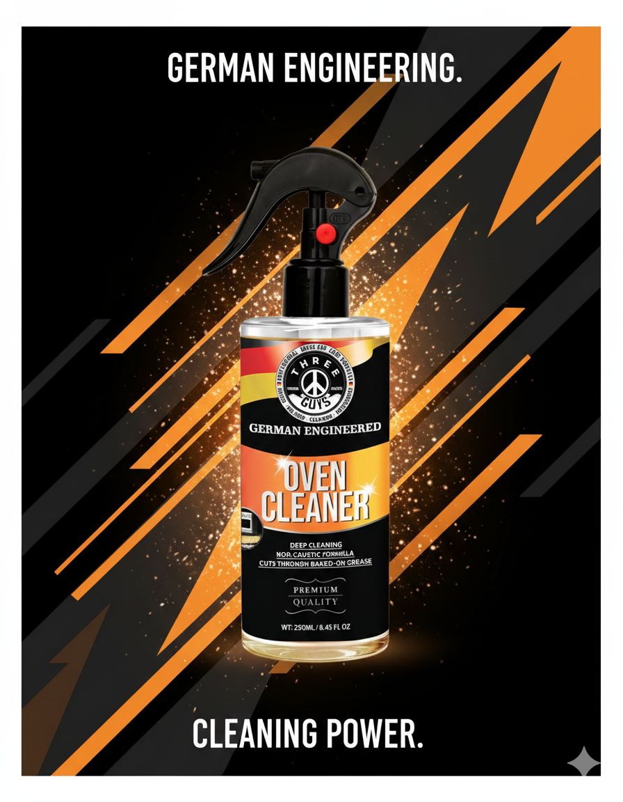 Oven Cleaner – Heavy-Duty Grease & Burnt Stain Remover for Ovens & Grills  | THREE GUYS | German Engineered