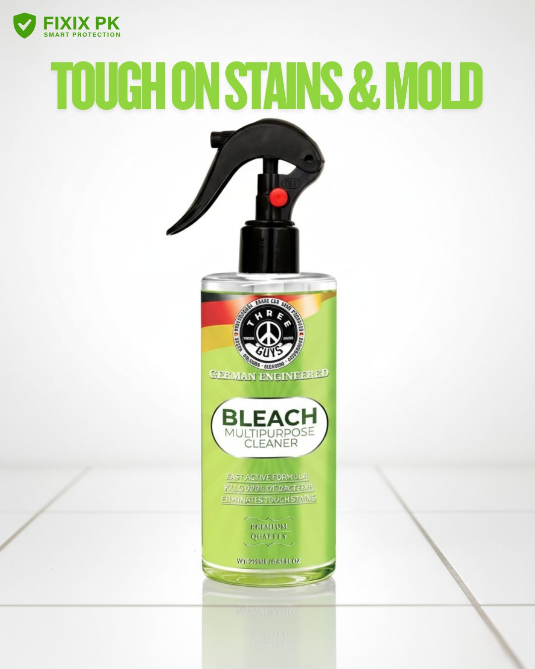 Bleach Multipurpose Cleaner – Powerful Stain, Mold & Germ Removal Formula | THREE GUYS | German Engineered