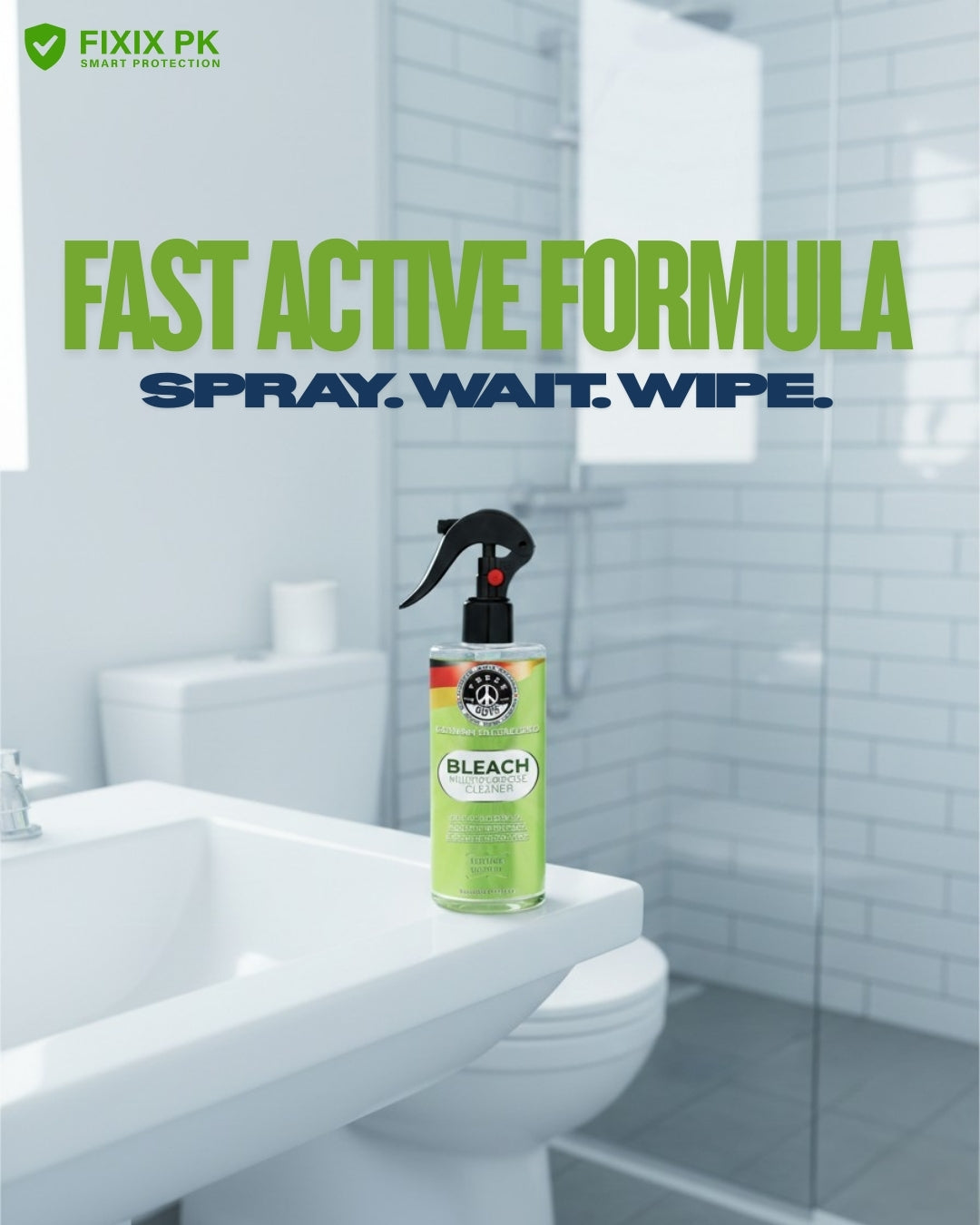 Bleach Multipurpose Cleaner – Powerful Stain, Mold & Germ Removal Formula | THREE GUYS | German Engineered