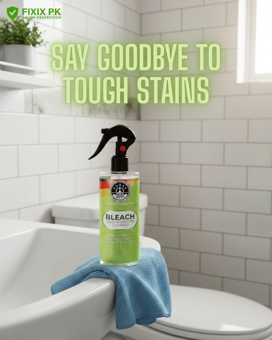 Bleach Multipurpose Cleaner – Powerful Stain, Mold & Germ Removal Formula | THREE GUYS | German Engineered