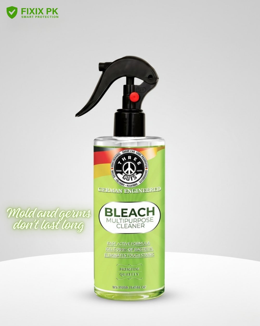 Bleach Multipurpose Cleaner – Powerful Stain, Mold & Germ Removal Formula | THREE GUYS | German Engineered
