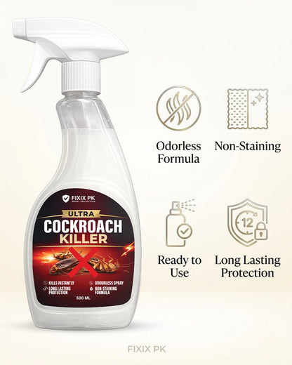 Ultra Cockroach Killer Spray 500ml – Kills Cockroaches & Eggs (Odorless Formula) | FIXIX PK