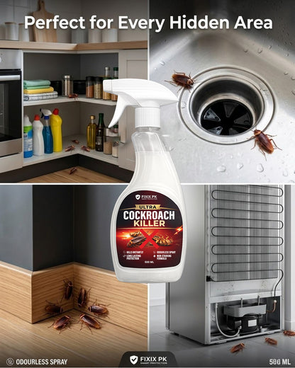 Ultra Cockroach Killer Spray 500ml – Kills Cockroaches & Eggs (Odorless Formula) | FIXIX PK