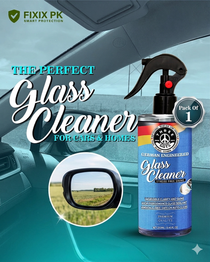 Glass Cleaner Spray 250ml – Streak-Free & Ammonia-Free | THREE GUYS | German Engineered